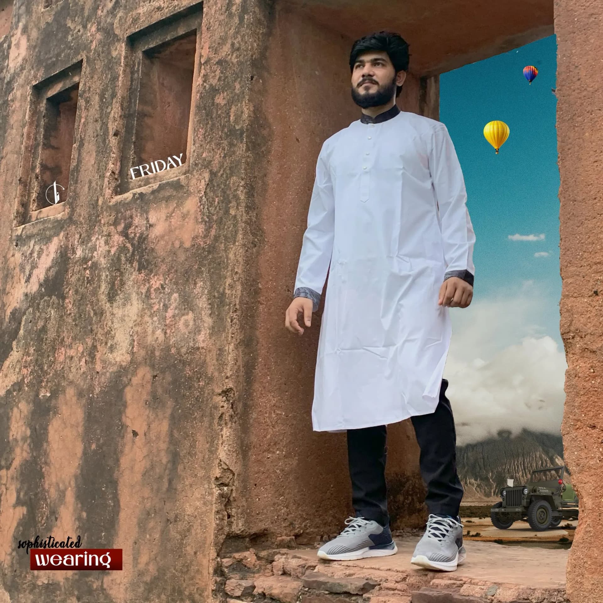 SOLID PANJABI - White